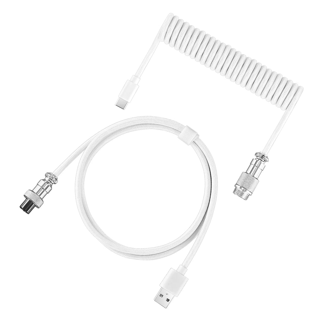 Coiled Type-C GX16 Aviation Keyboard Cable - PlusGamer