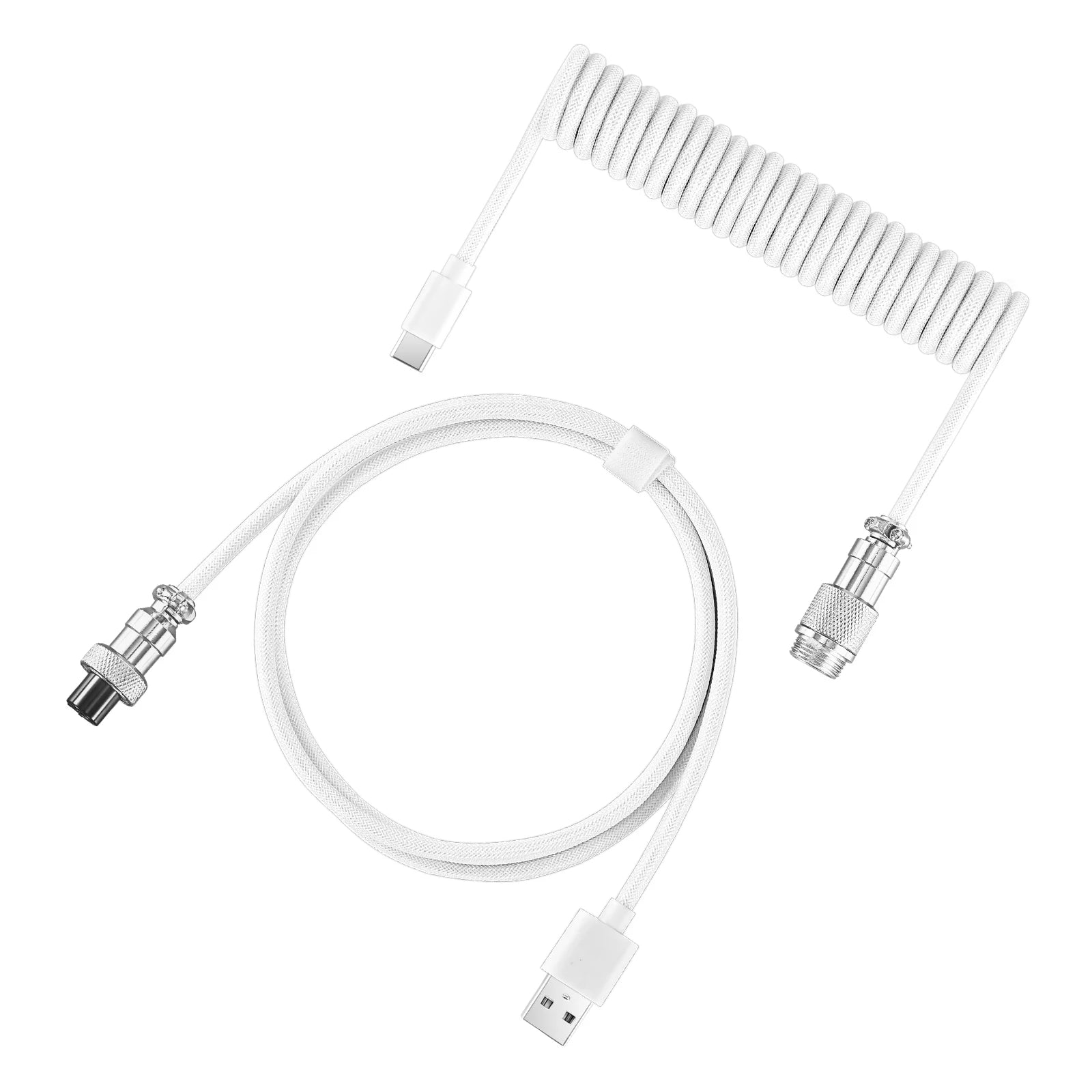 Coiled Type-C GX16 Aviation Keyboard Cable - PlusGamer