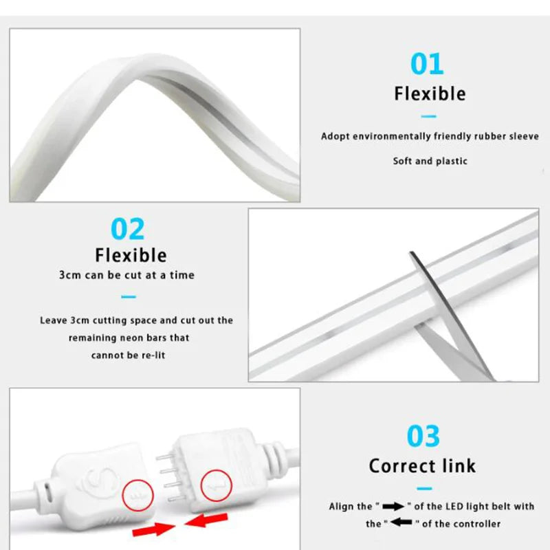 APP Control RGB Music Sync Flexible Neon Rope Light - PlusGamer