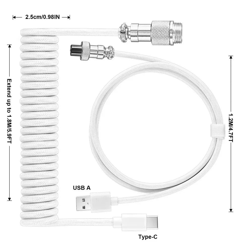 Type-C Coiled Aviator Mechanical Keyboard Cable - PlusGamer