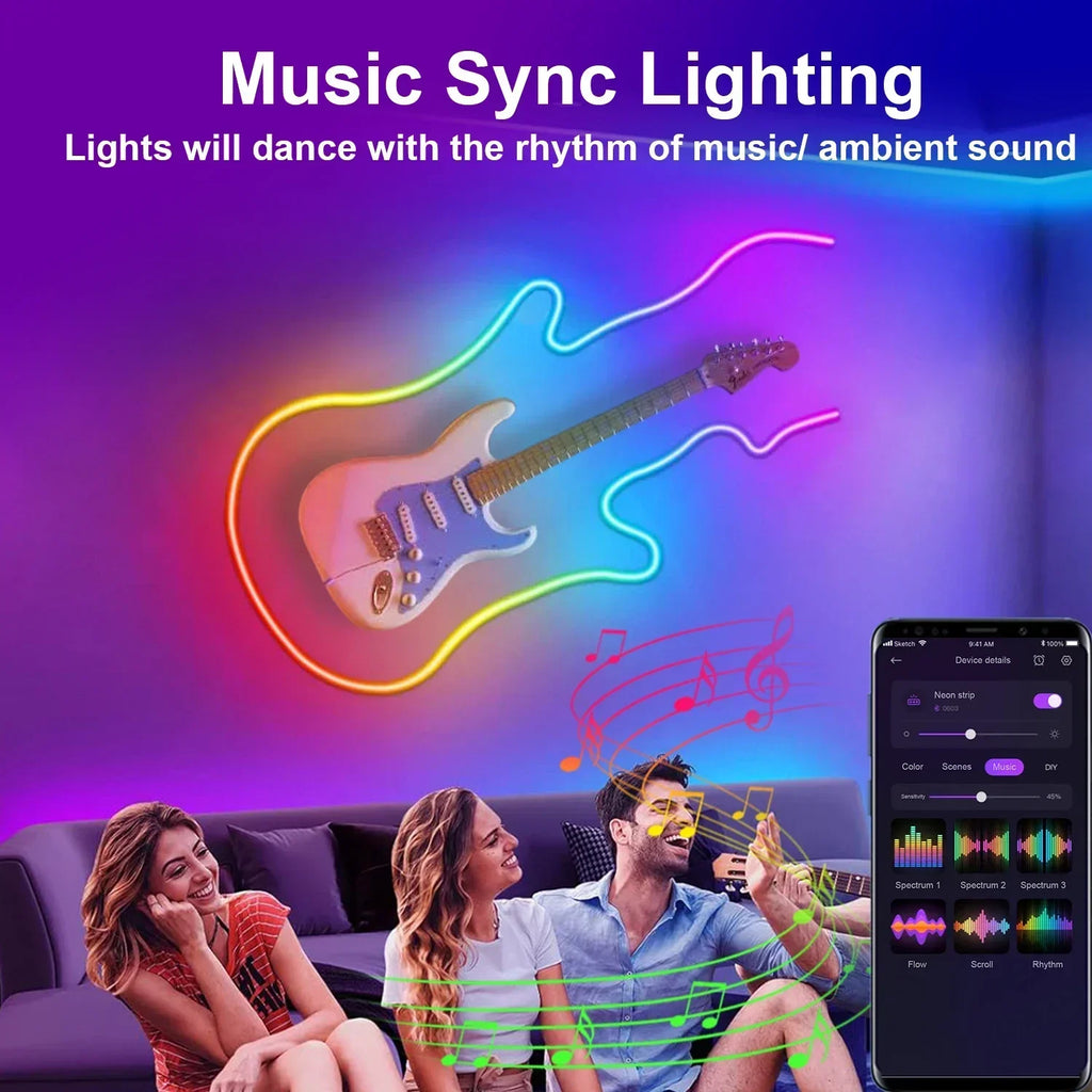 APP Control RGB Music Sync Neon Rope Light - PlusGamer