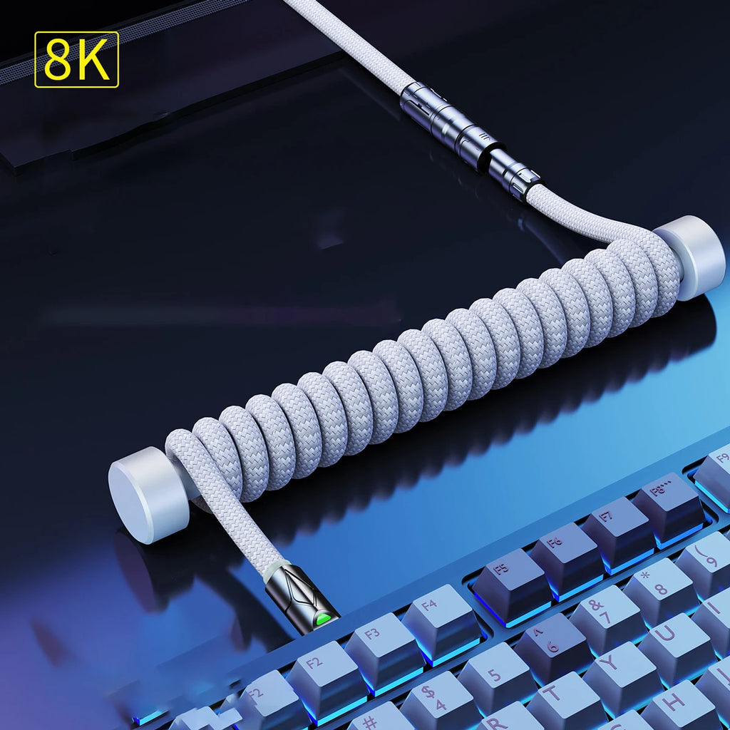 Eary 1.2m Coiled Aviator Keyboard Cable - PlusGamer