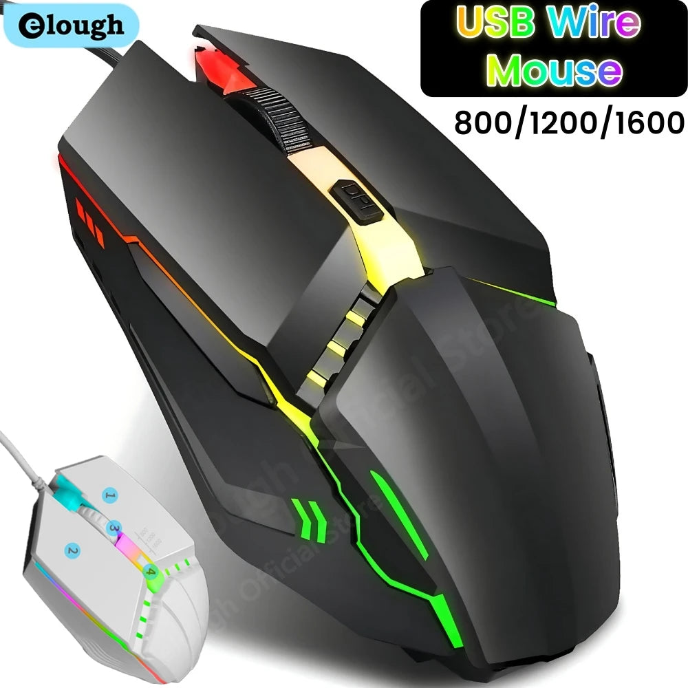 Elough Mute Wired Gaming Mouse - PlusGamer