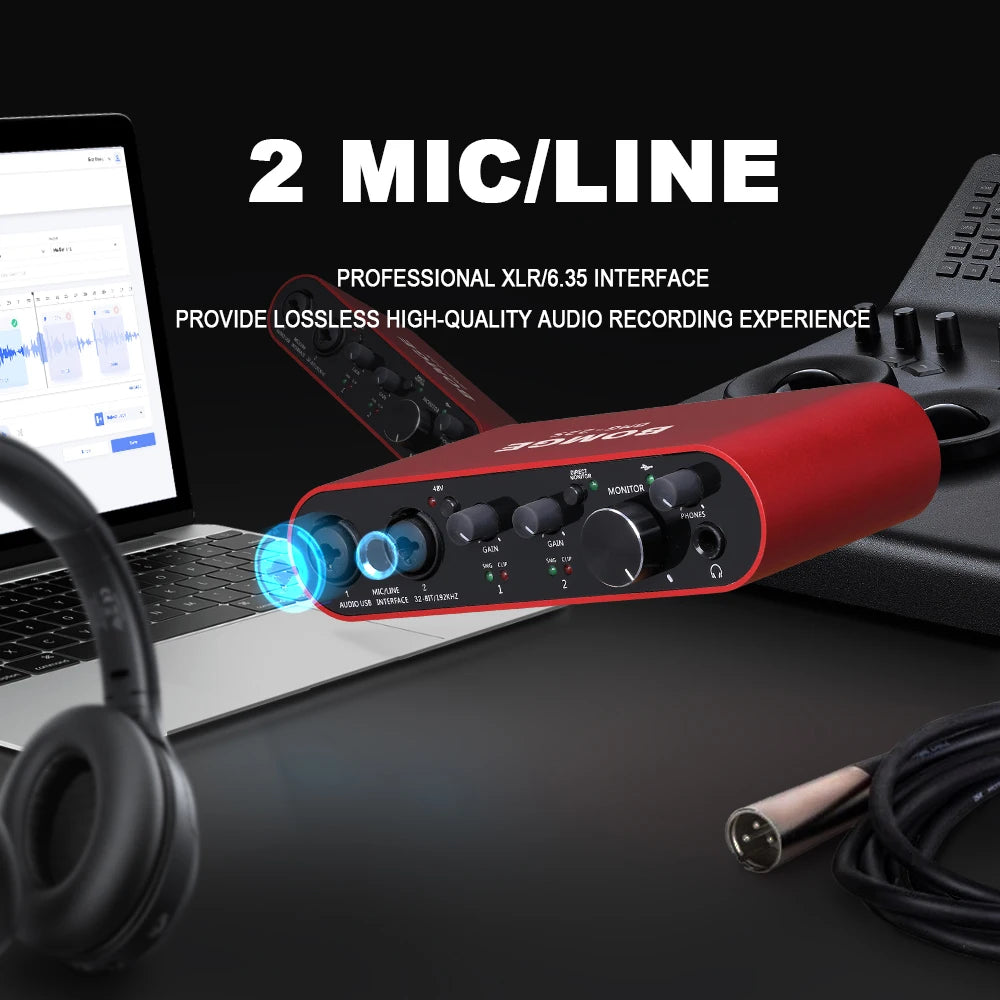 BOMGE BMG-22S 32-bit/192kHz Professional Audio Interface - PlusGamer