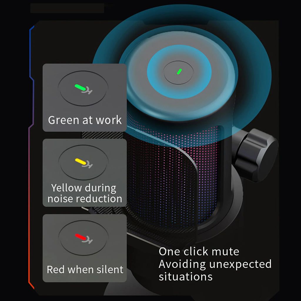 RGB Gaming Mic Kit with Tripod & Mute - PlusGamer