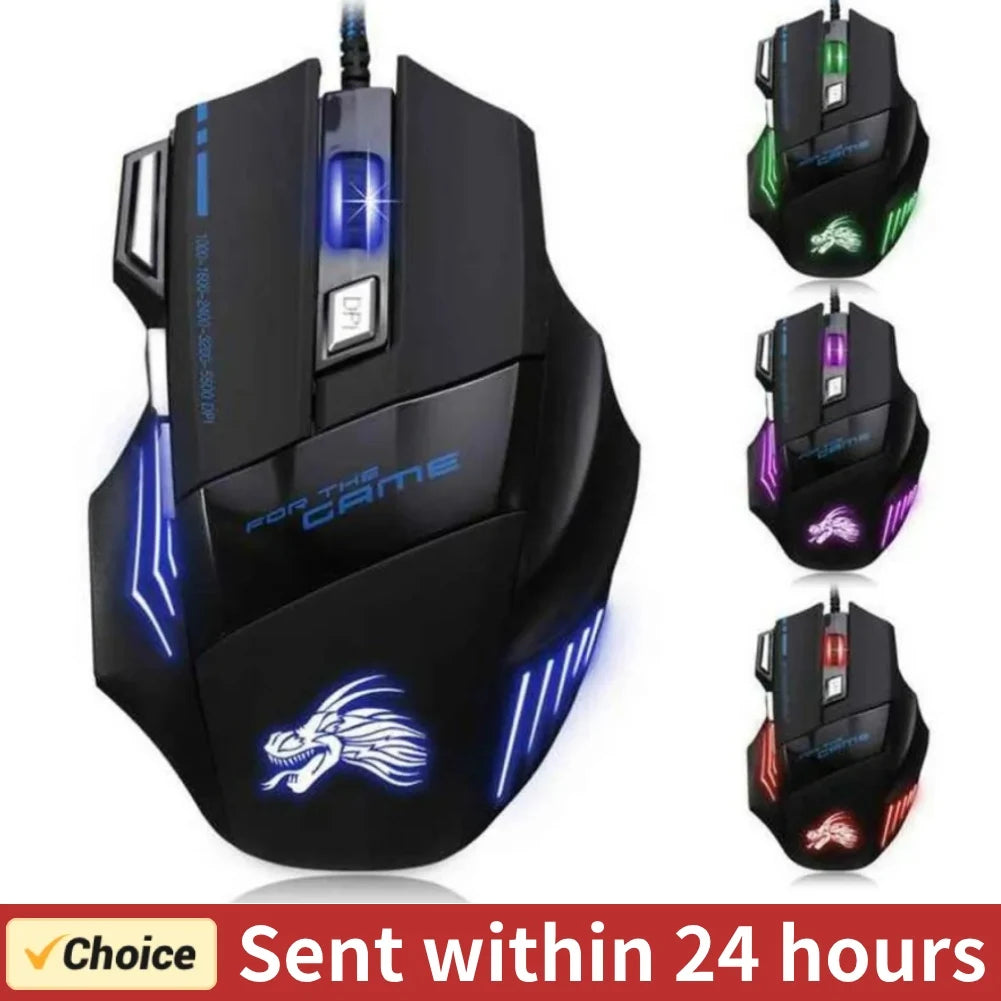 7-Button USB Wired 5500 DPI Gaming Mouse - PlusGamer