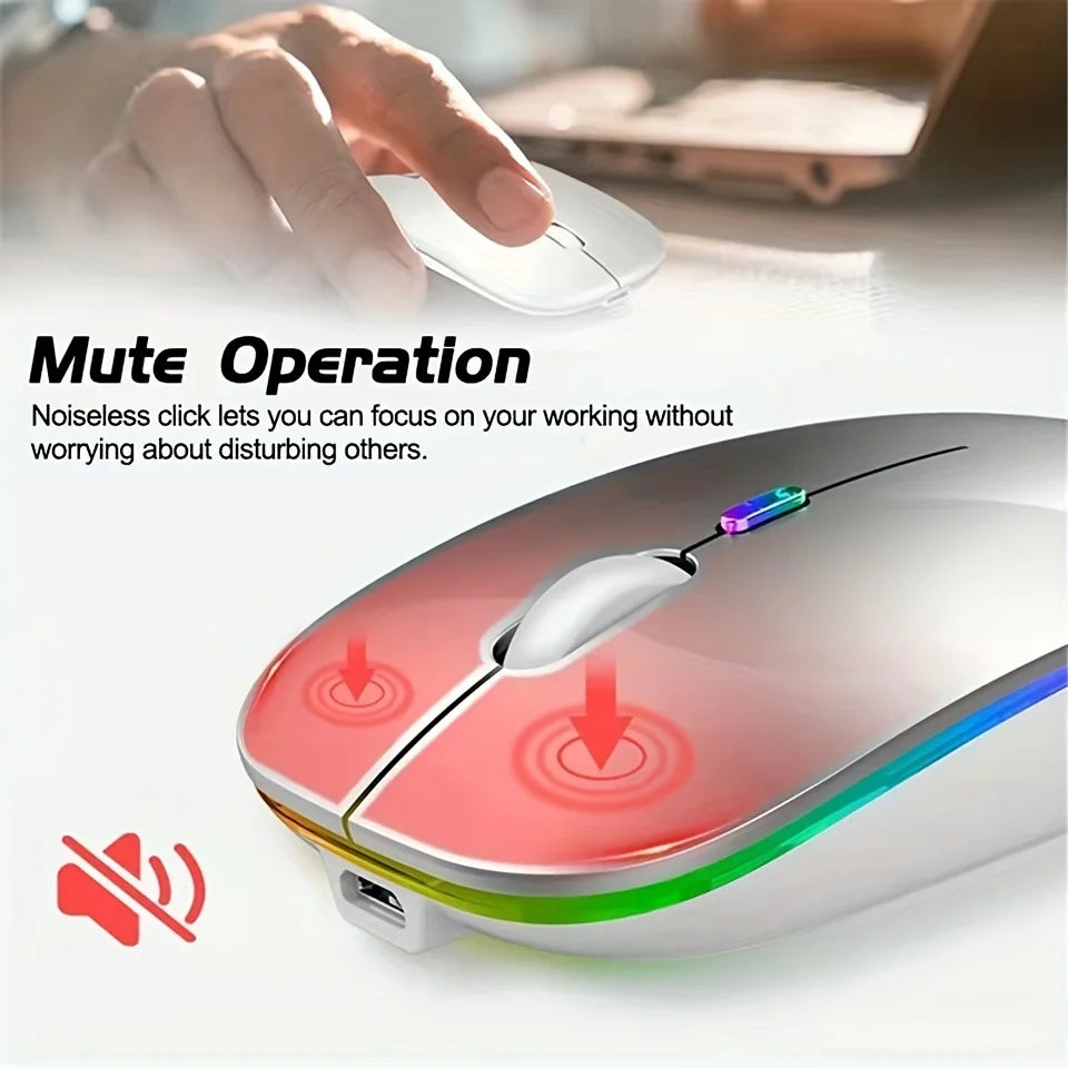 Dual-Mode Quiet Rechargeable Wireless Mouse - PlusGamer