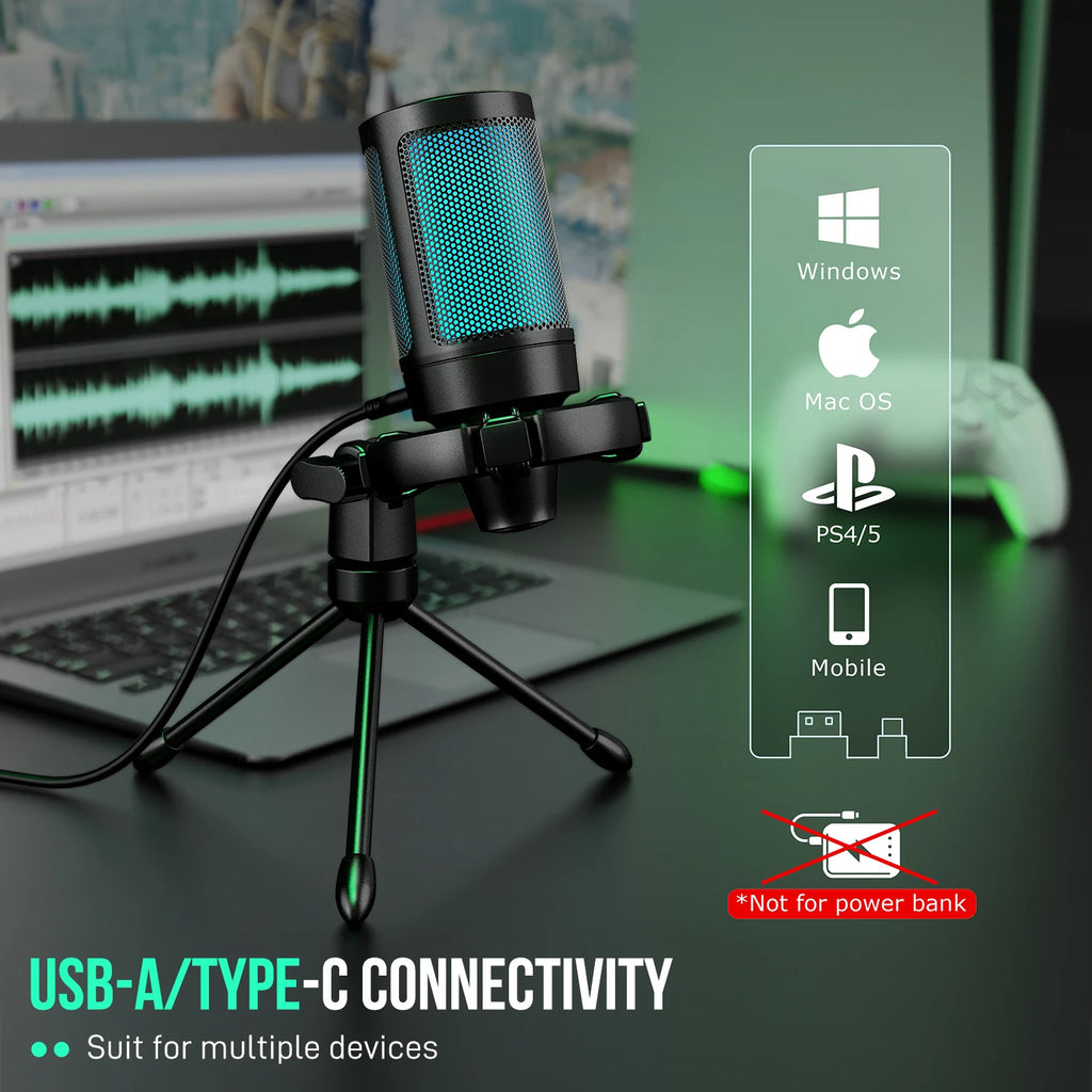 FIFINE AmpliGame A2 RGB USB Gaming Microphone - PlusGamer