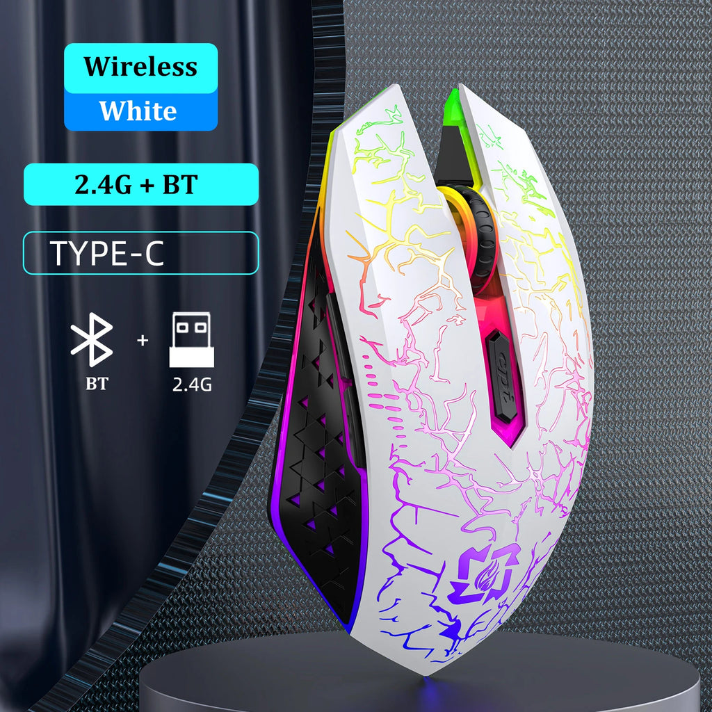 Dual-Mode RGB Silent Wireless Mouse - PlusGamer