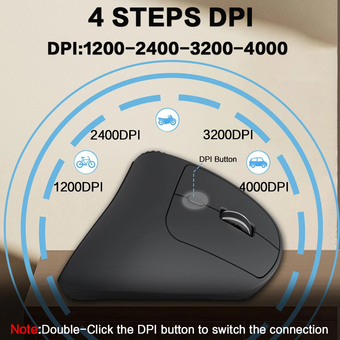 JOMAA Dual-Mode Vertical Wireless Mouse - PlusGamer
