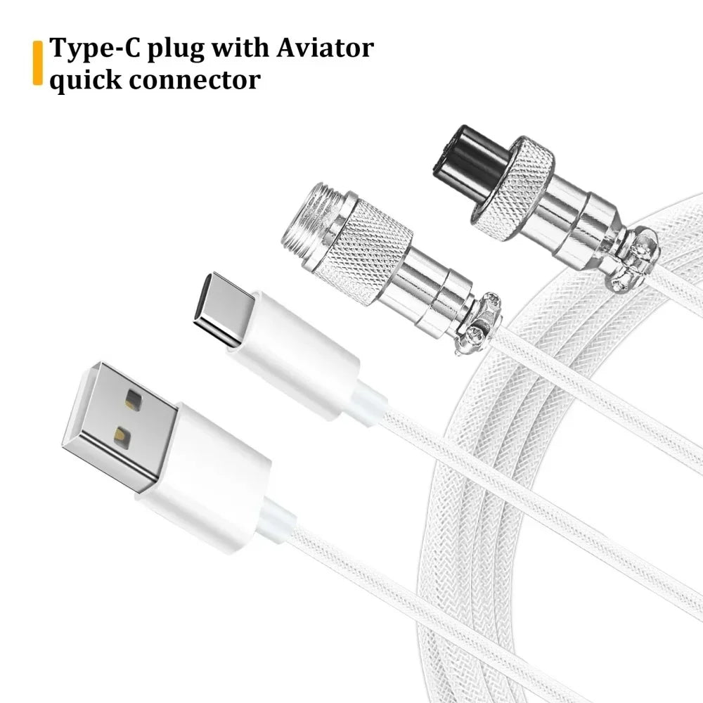 Type-C Coiled Aviator Mechanical Keyboard Cable - PlusGamer