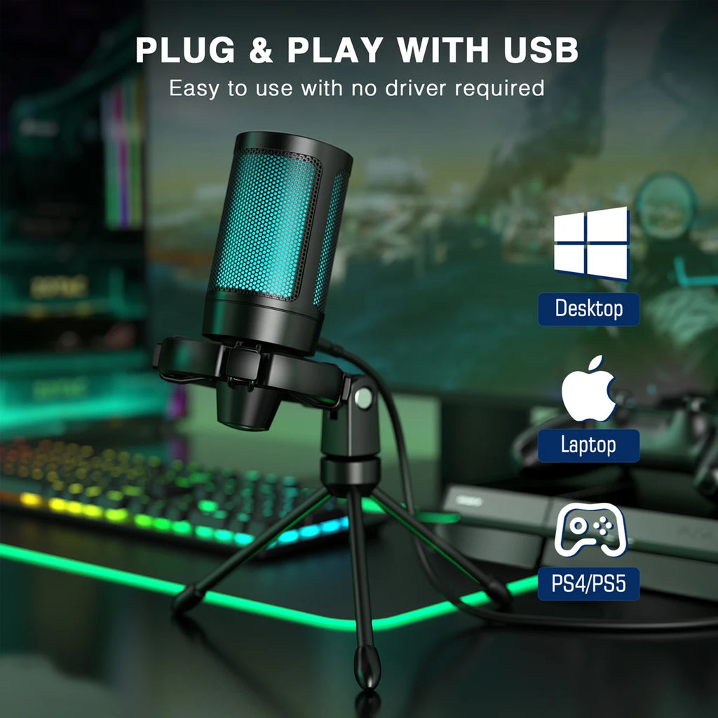 AmpliGame A2 RGB USB Mic - PlusGamer