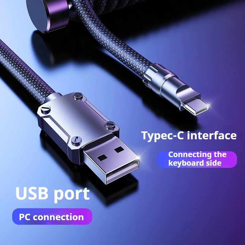 Eary 1.2m Coiled Aviator Keyboard Cable - PlusGamer
