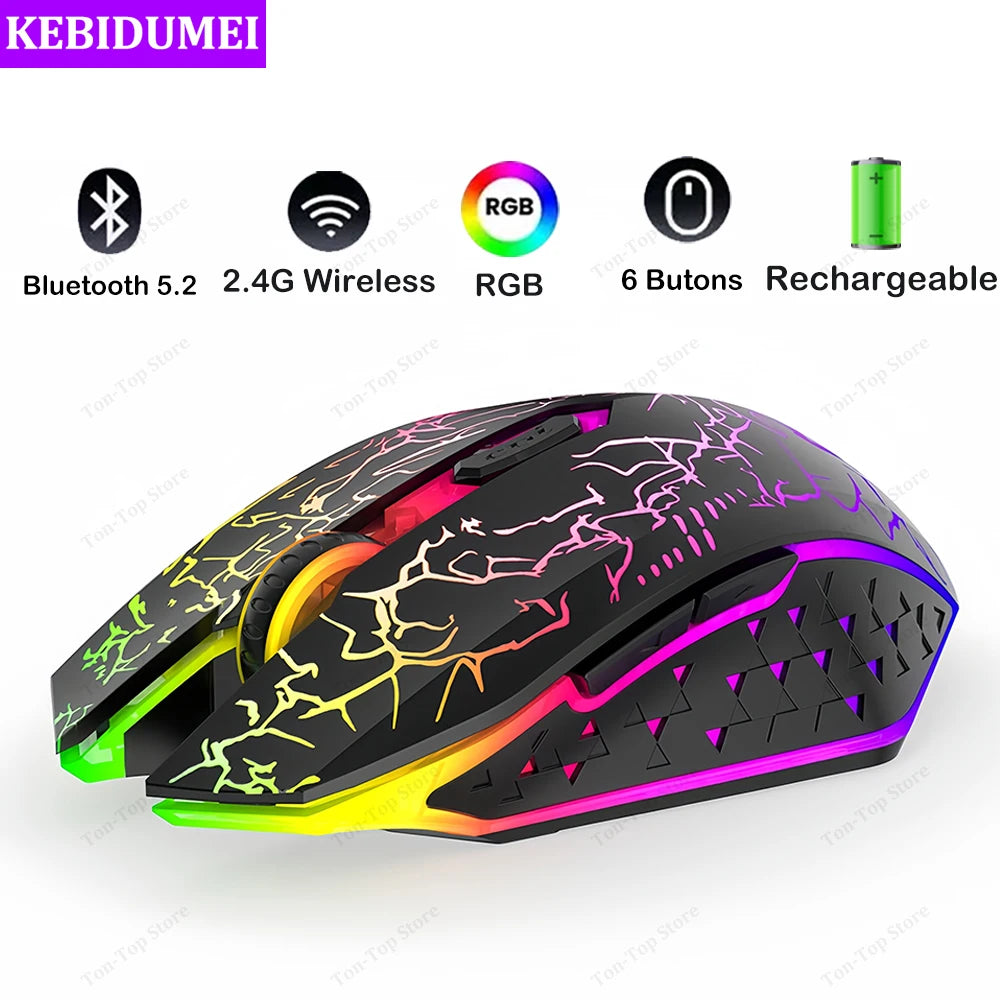 Dual-Mode RGB Silent Wireless Mouse - PlusGamer