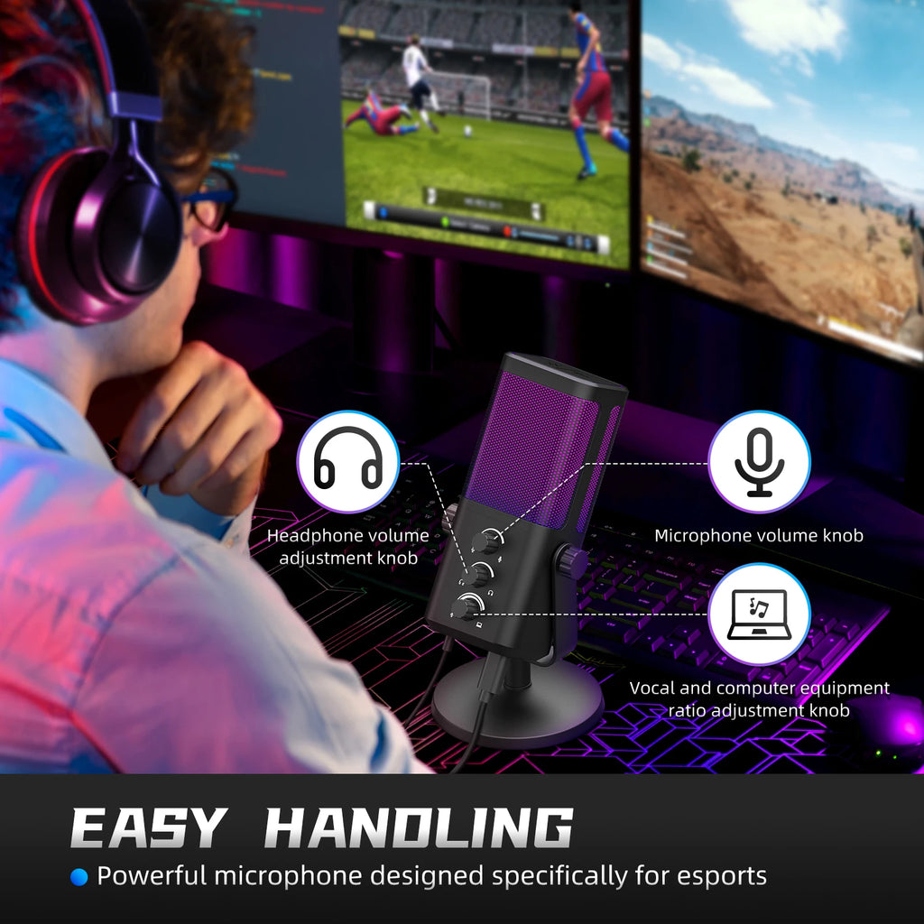 Professional RGB Dynamic Broadcast Mic - PlusGamer