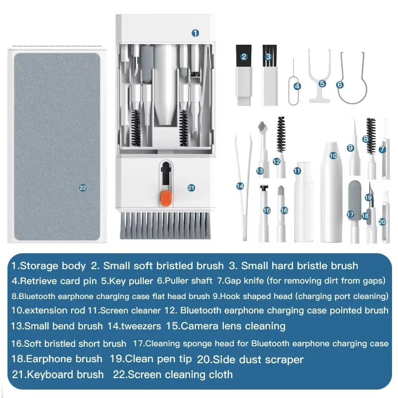22-in-1 Multifunctional Electronic Cleaning Kit with Pop-Up Storage Box - PlusGamer
