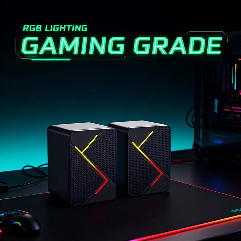 RGB 2.0 Channel USB-Powered Gaming Speakers - PlusGamer