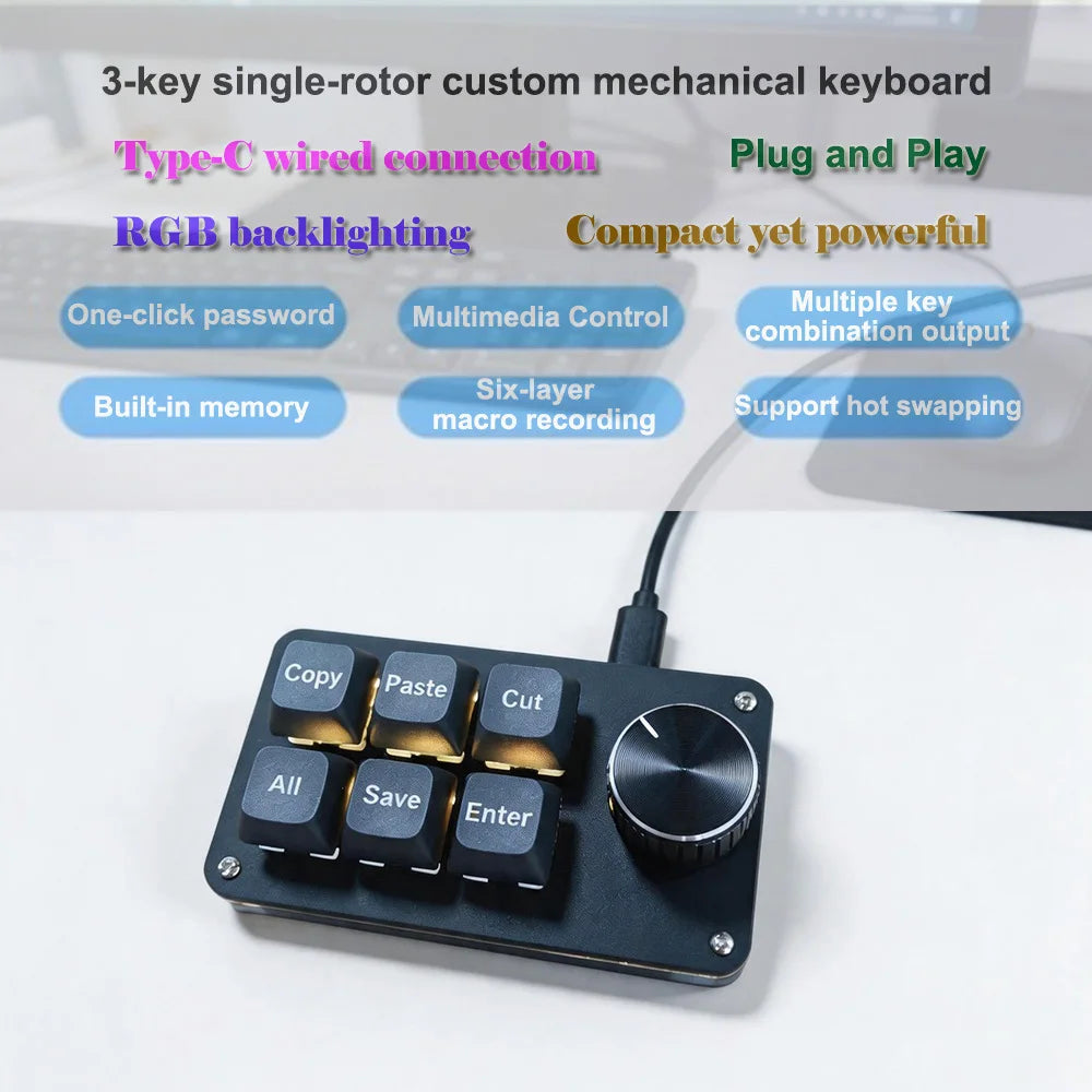 6-Key Customizable Mechanical Macro Pad - PlusGamer
