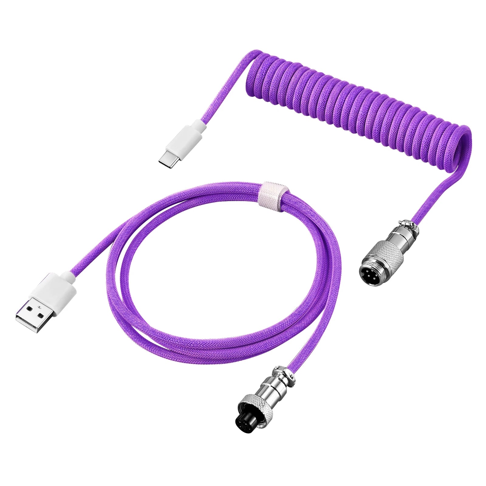 Coiled Type-C GX16 Aviation Keyboard Cable - PlusGamer