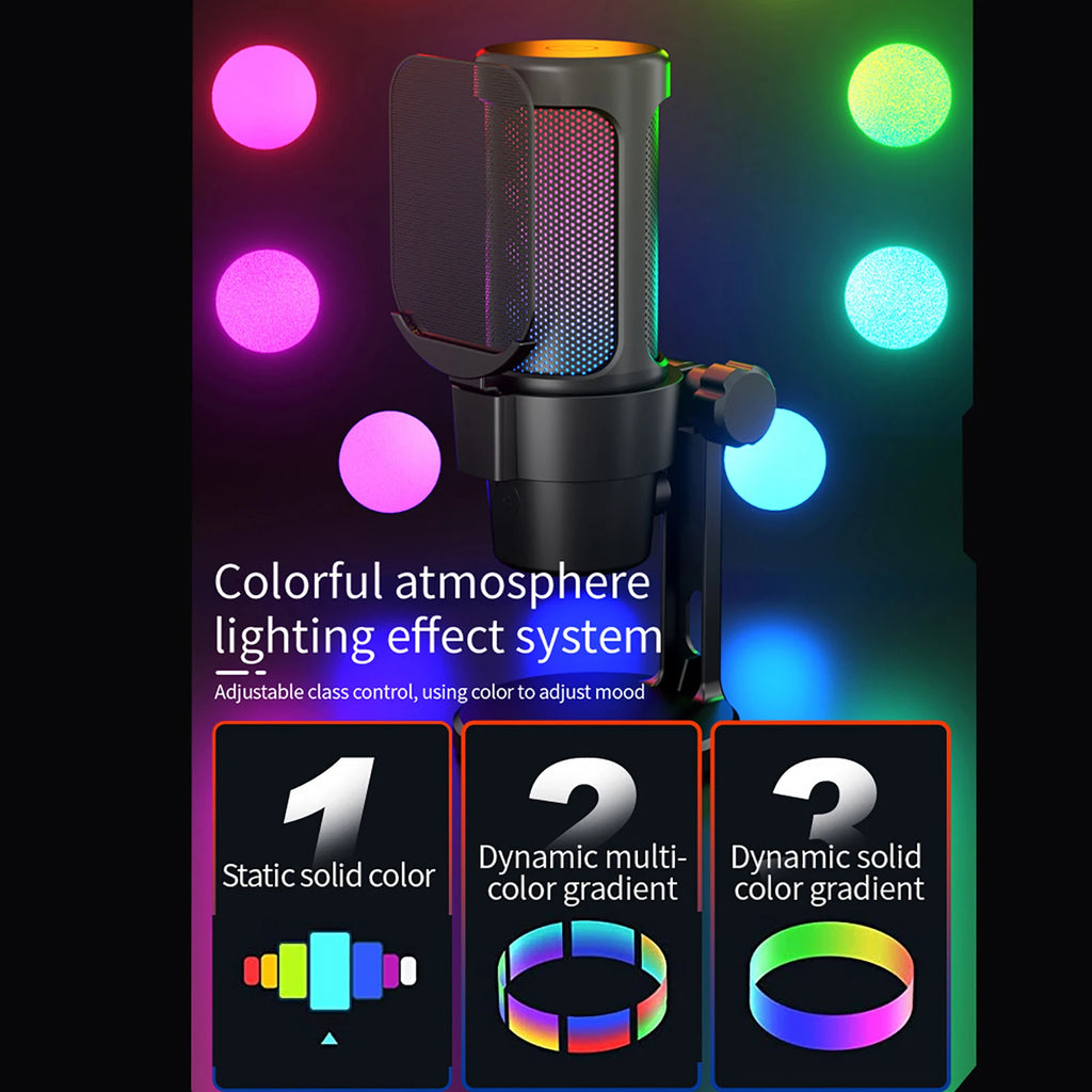 RGB Gaming Mic Kit with Tripod & Mute - PlusGamer