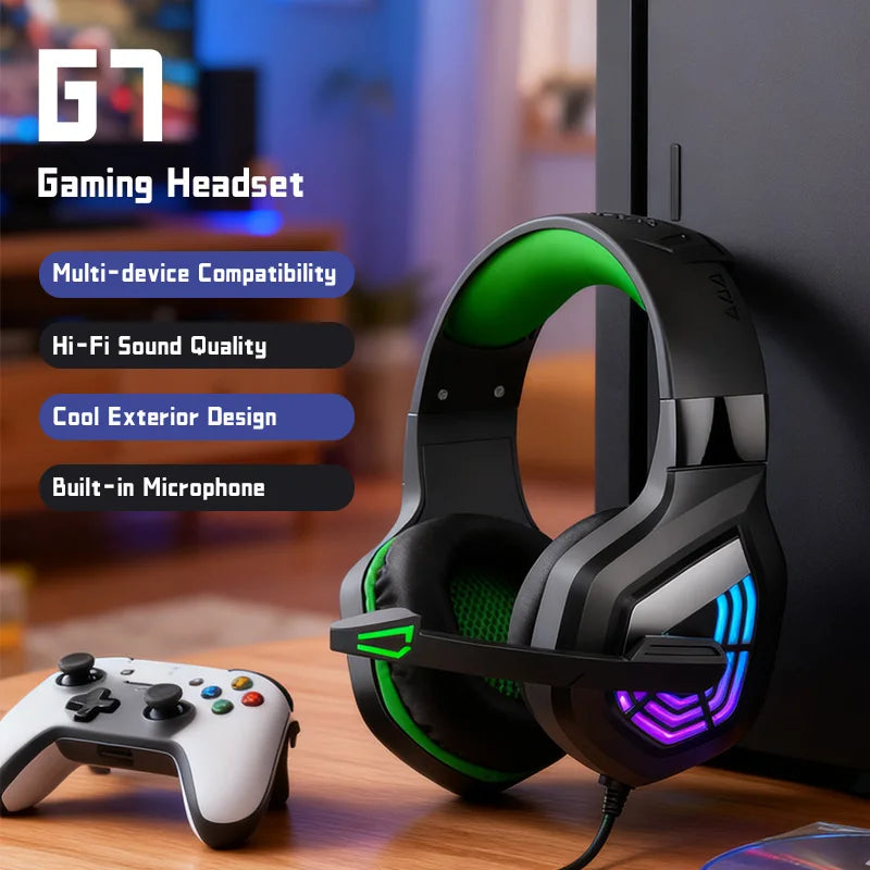 G7 LED Gaming Headset with Noise-Cancelling Mic - PlusGamer