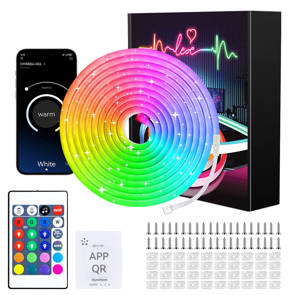 APP Control RGB Music Sync Waterproof Neon Rope Light - PlusGamer