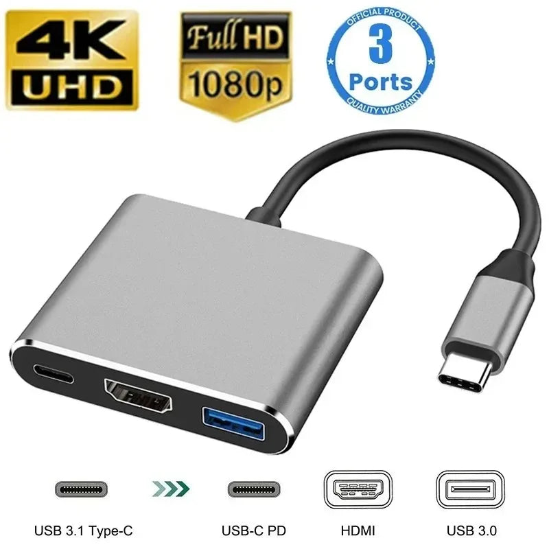 8-in-1 Type-C Hub with 4K HDMI & RJ45 - PlusGamer