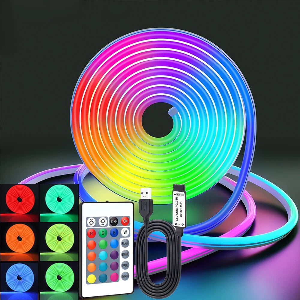 5V USB RGB Flexible Neon Rope Light - PlusGamer