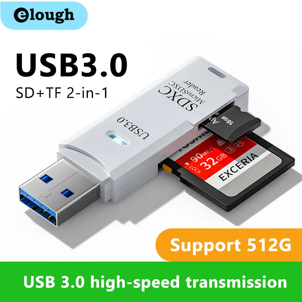 2-in-1 USB 3.0 Micro SD & TF Card Reader - PlusGamer