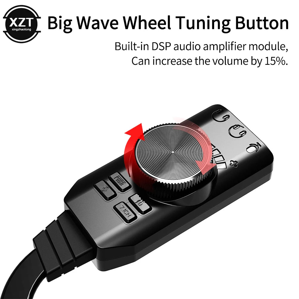 7.1 Channel External USB Gaming Sound Card - PlusGamer