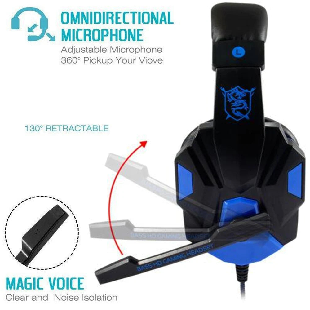 LED Wired Gaming Headset with Bass - PlusGamer
