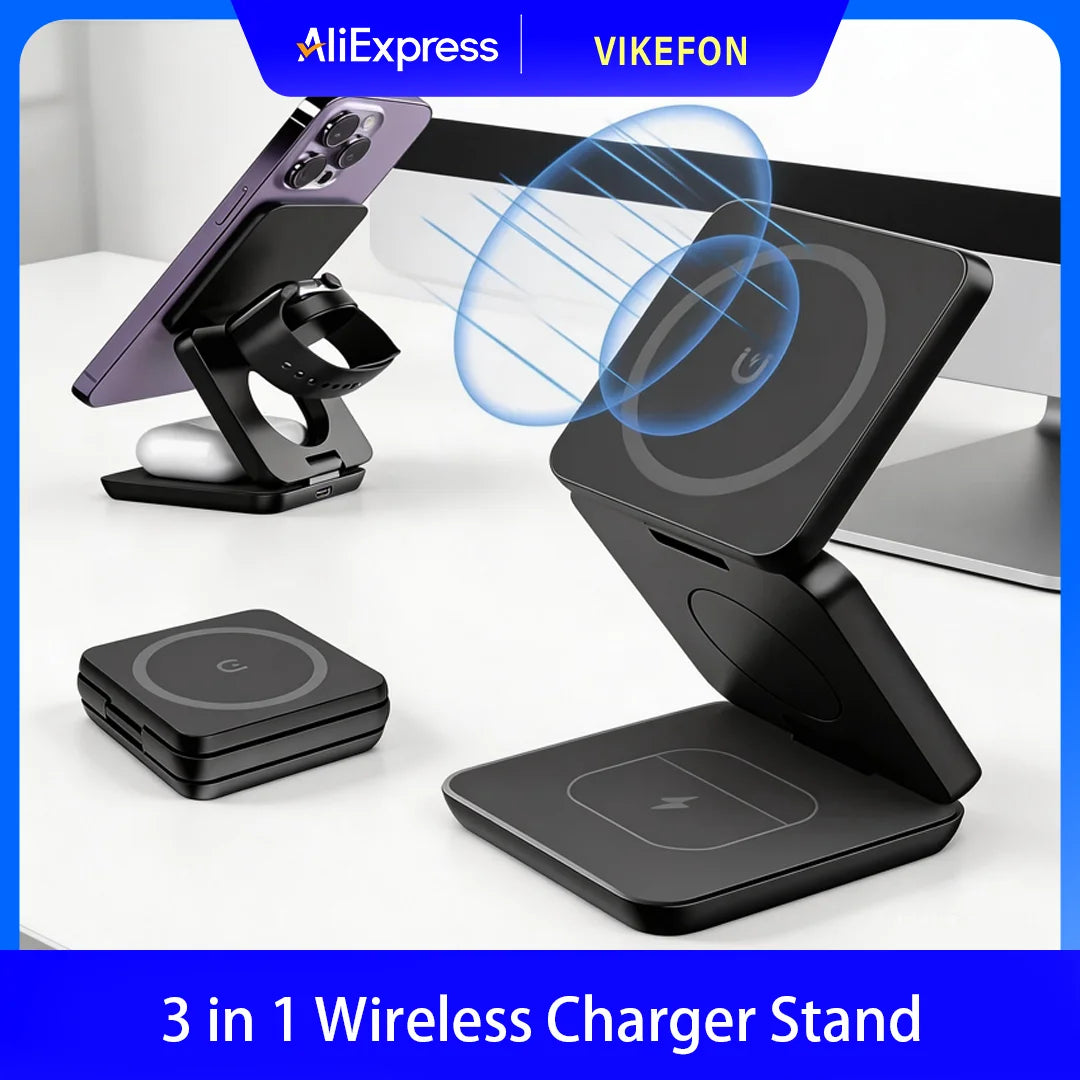 3-in-1 Foldable MagSafe Charging Station - PlusGamer